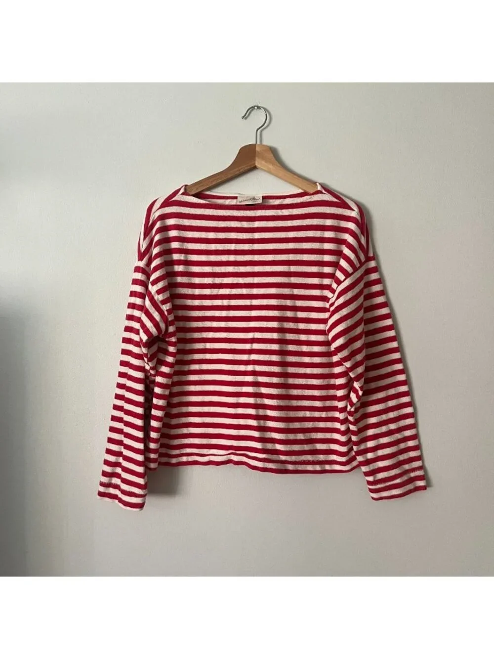Universal Thread Red & White Stripe Boat Neck Long Sleeve Shirt Women's Size L - Picture 1 of 9